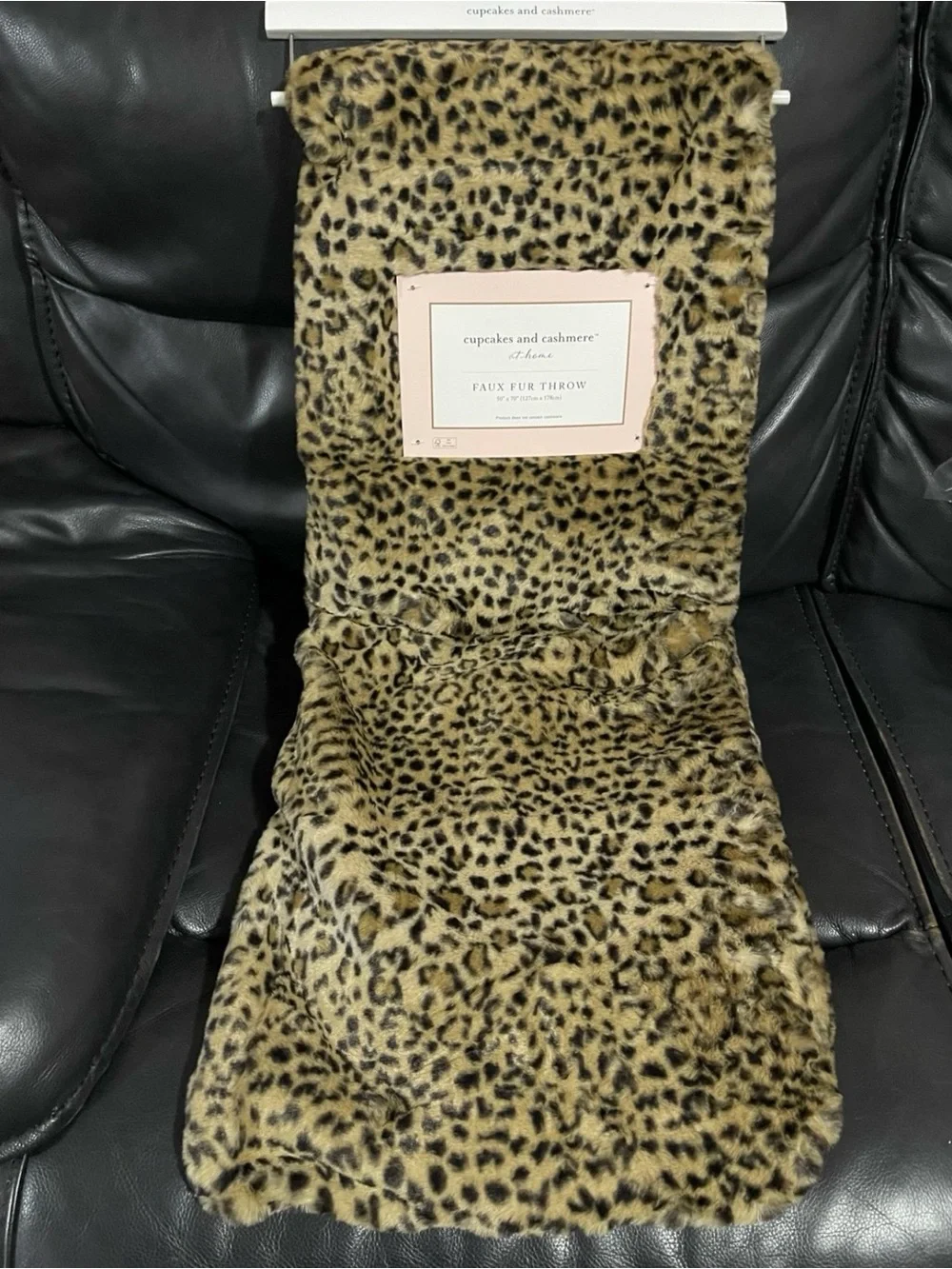 Cupcakes and Cashmere Faux Fur Throw Leopard